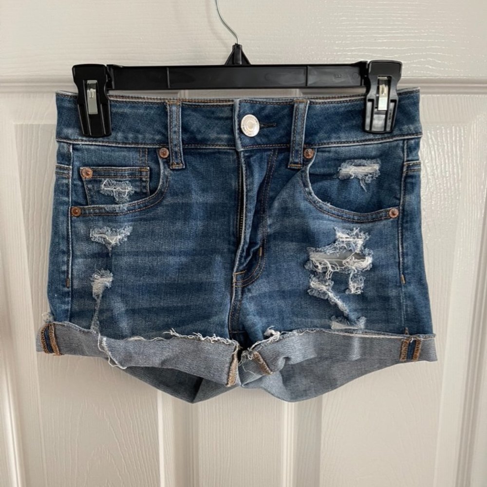 American Eagle Hi-Rise Shortie Super Stretch Jean Shorts